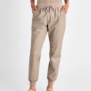 Splendid vegan leather jogger pant size L light khaki